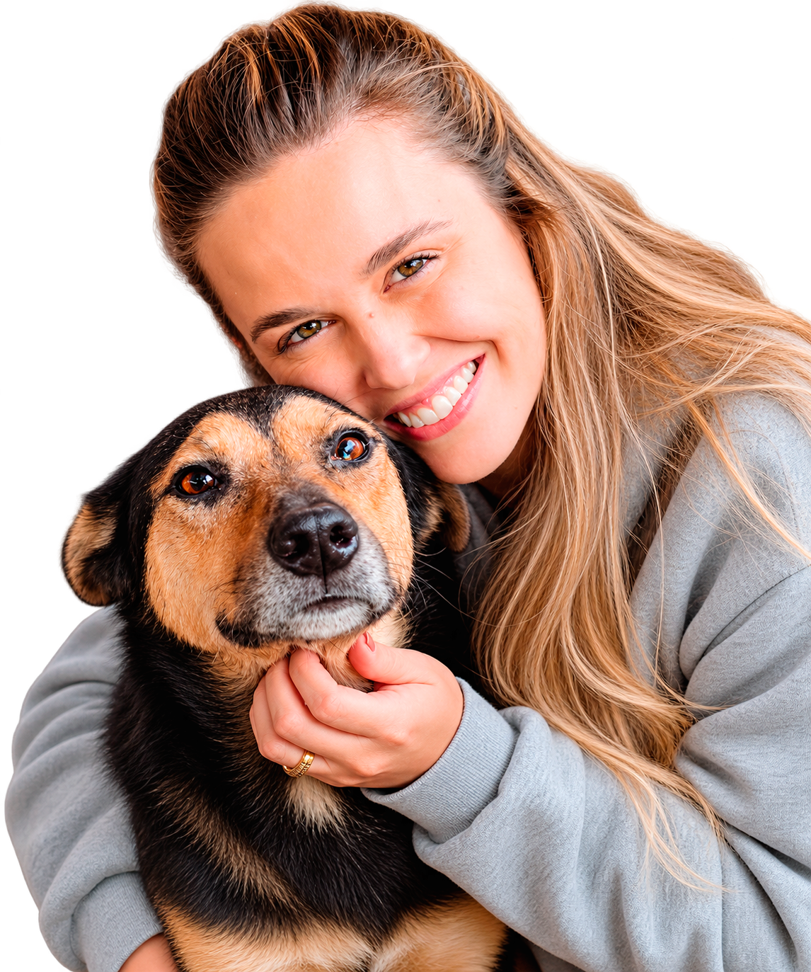 Fernanda Leite com um cachorro no colo